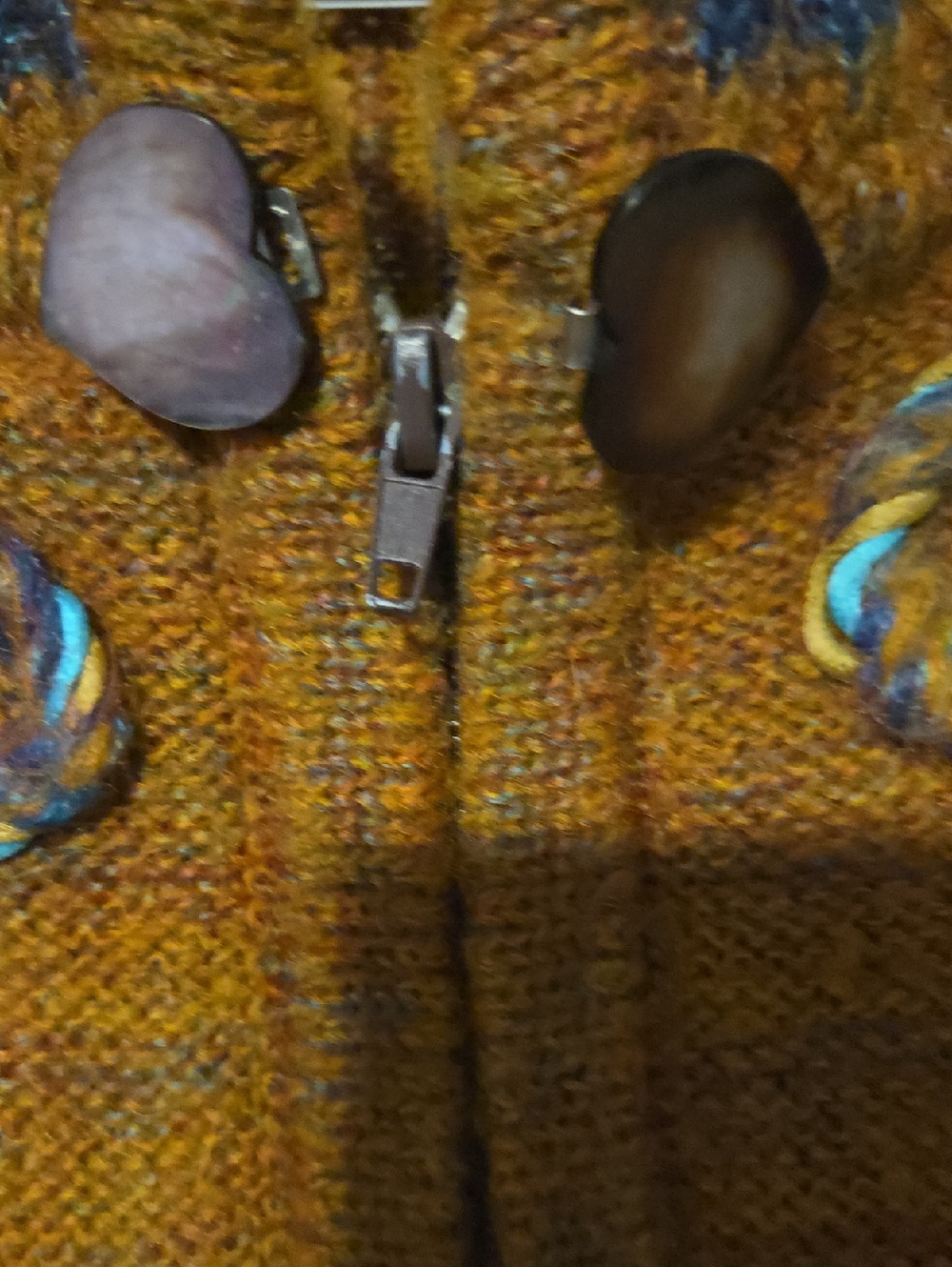 Embellished Brown Knit Zip Up Sweater with Fur Trim. - Picture 10 of 15